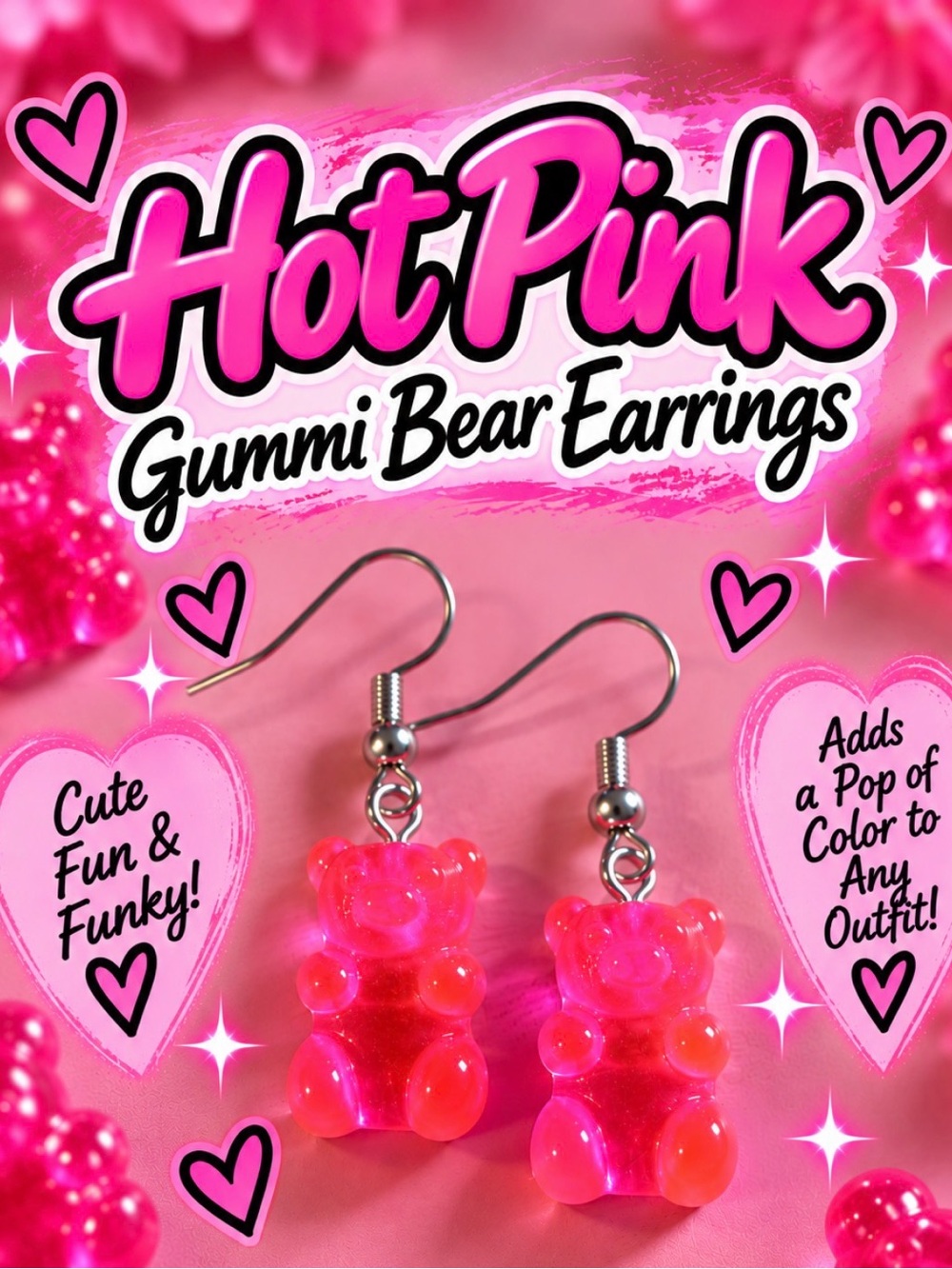 Gummi Bear Earrings - Hot Pink
